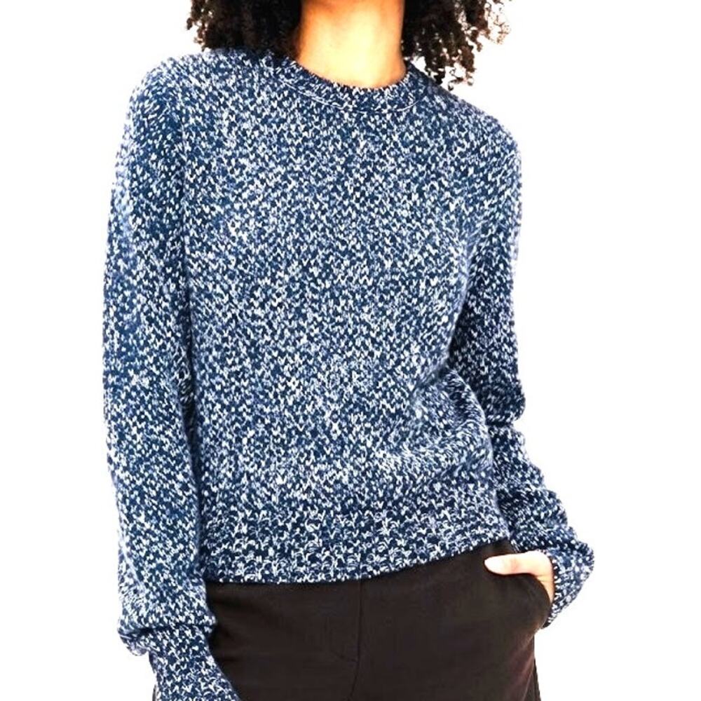Cinq a Sept Sweater Tara Shaker Pullover Women's Small Navy Marled Crew